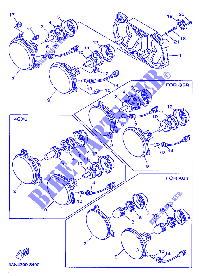 PHARE  pour Yamaha TDR125 de 1998