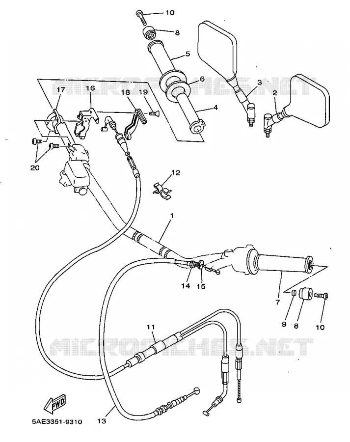 GUIDON ET CABLES Yamaha MOTO 125 1999 TDR  TDR125