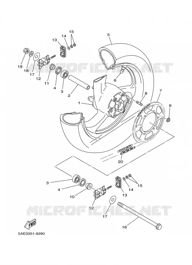 ROUE ARRIERE Yamaha MOTO 125 2001 TDR  TDR125