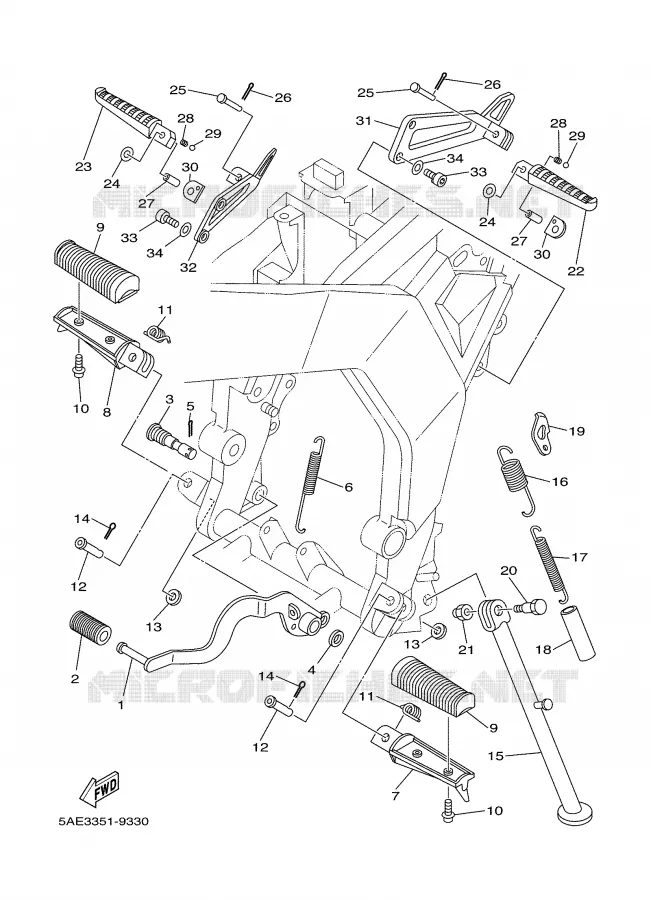SUPPORT / REPOSE PIEDS Yamaha MOTO 125 2002 TDR  TDR125
