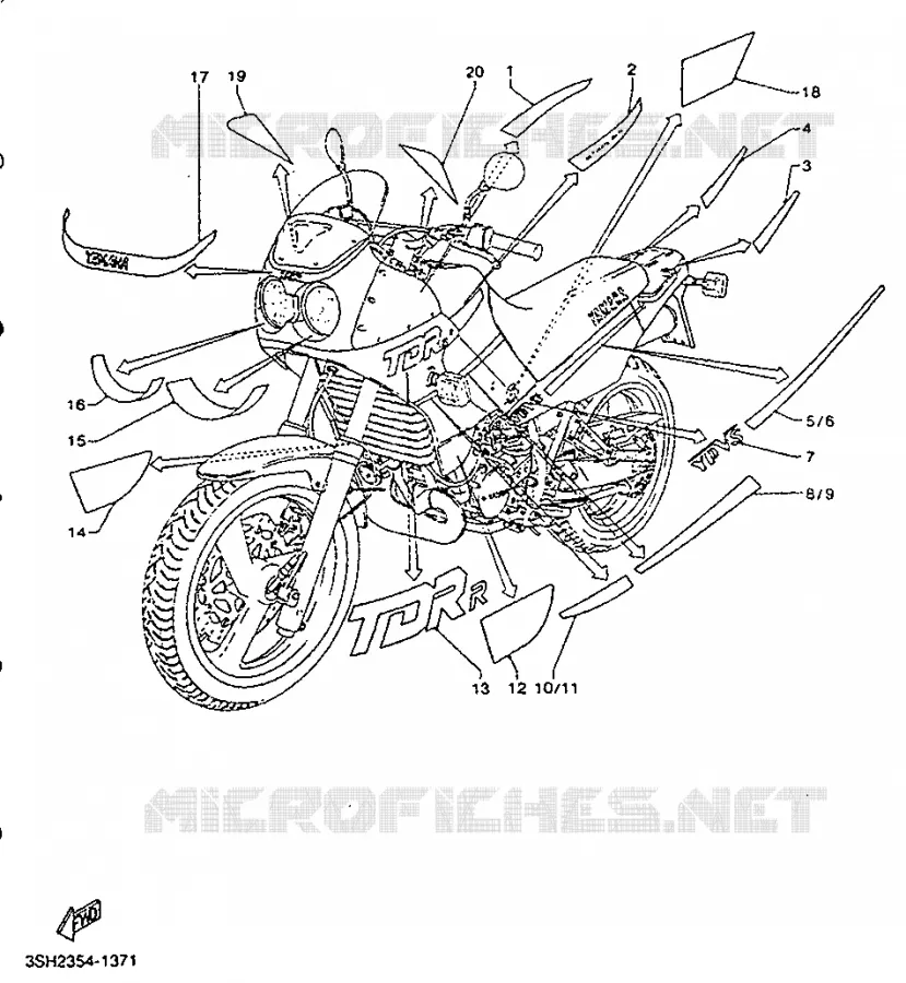 EMBLEME 2 - POUR SW.BLUE / F.GREEN Yamaha MOTO 125 1992 TDR  TDR125R