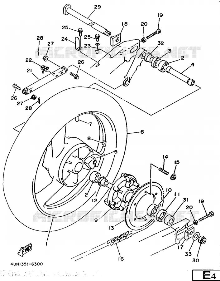 ROUE ARRIERE Yamaha MOTO 850 1996 TRX  TRX850