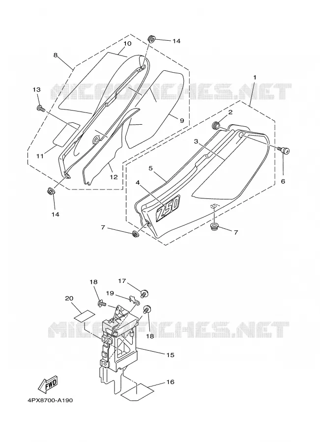 COUVERCLE LATERAL Yamaha MOTO 250 2002 TTR  TT250R