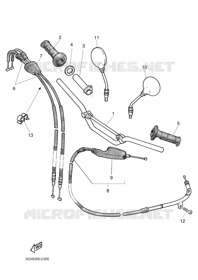 GUIDON ET CABLES Yamaha MOTO 600 2004 TTRE  TT600RE