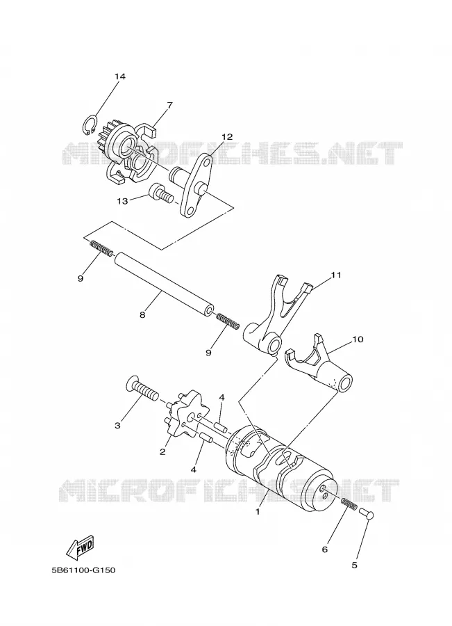 BARILLET DE SELECTION / FOURCHETTE Yamaha MOTO 110 2008 TTRE  TT-R110E