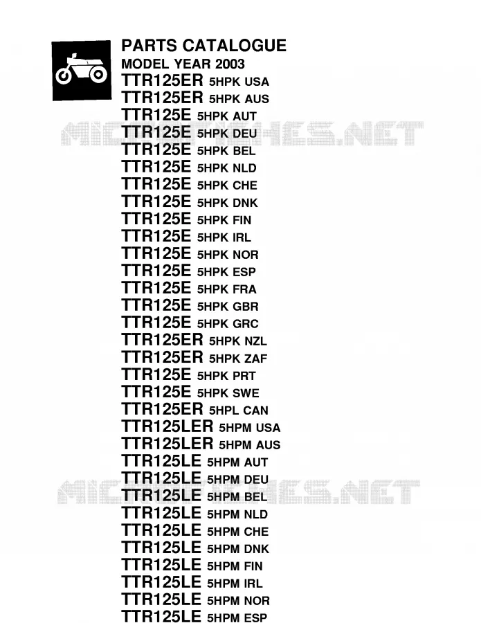 * CATALOG PREFACE * Yamaha MOTO 125 2003 TTRE  TTR125E