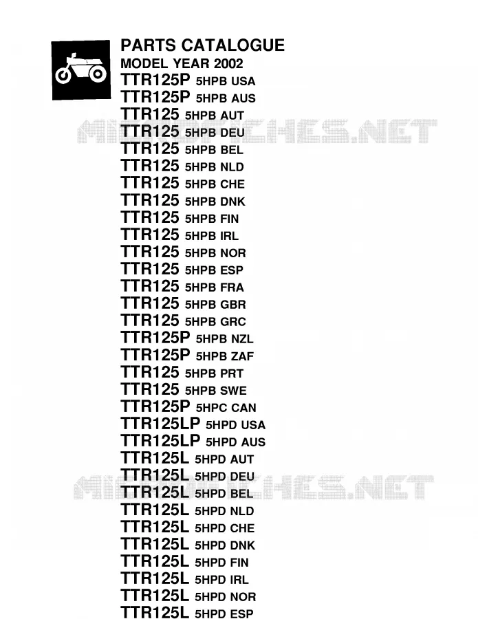 * CATALOG PREFACE * Yamaha MOTO 125 2002 TTR  TTR125L