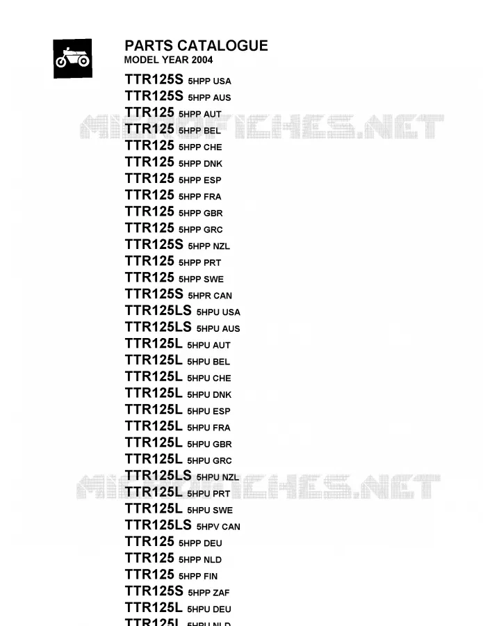 * CATALOG PREFACE * Yamaha MOTO 125 2004 TTR  TTR125L