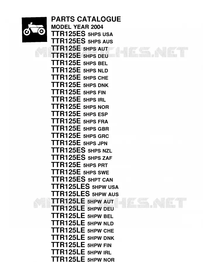 * CATALOG PREFACE * Yamaha MOTO 125 2004 TTR  TTR125LE