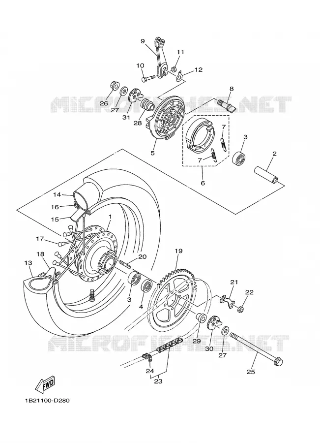 ROUE ARRIERE Yamaha MOTO 125 2007 TTR  TTR125LE