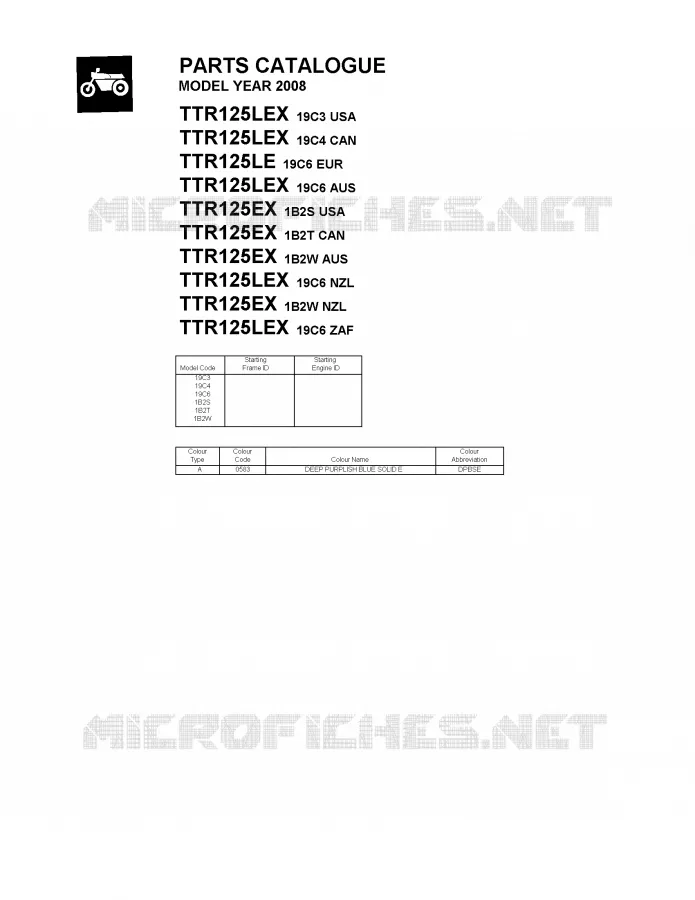 * CATALOG PREFACE * Yamaha MOTO 125 2008 TTR  TTR125LEX
