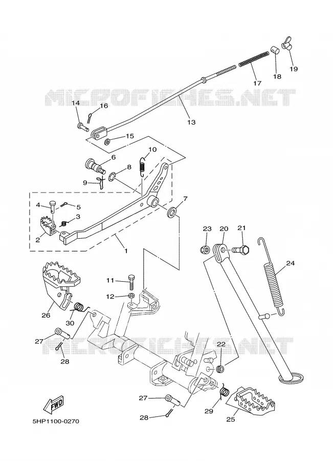 SUPPORT / REPOSE PIEDS Yamaha MOTO 125 2002 TTR  TTR125P
