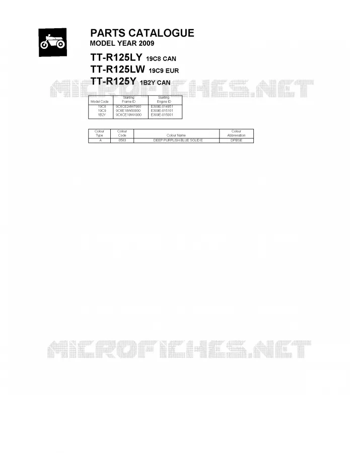 * CATALOG PREFACE * Yamaha MOTO 125 2009 TTR  TT-R125Y