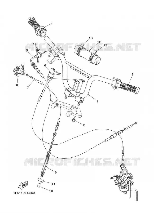 GUIDON ET CABLES Yamaha MOTO 50 2007 TTRE  TTR50EW