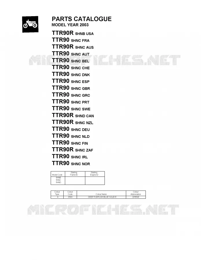 * CATALOG PREFACE * Yamaha MOTO 90 2003 TTR  TTR90