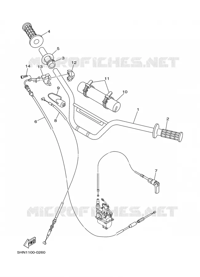 GUIDON ET CABLES Yamaha MOTO 90 2003 TTRE  TTR90E