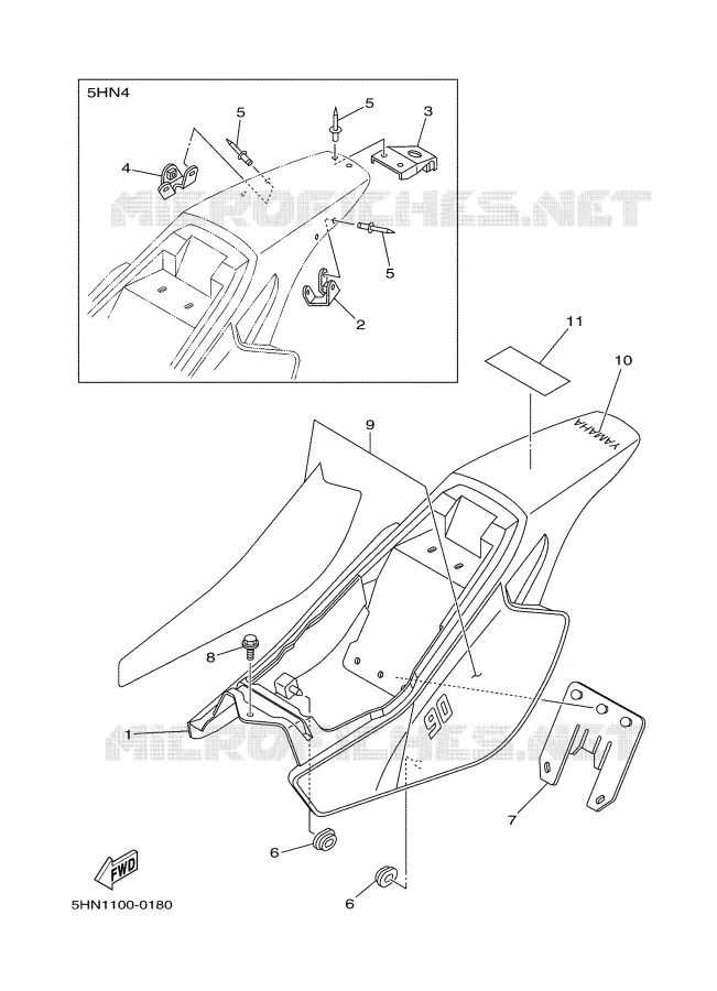 COUVERCLE LATERAL Yamaha MOTO 90 2000 TTR  TTR90M