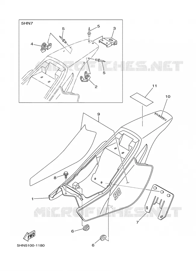 COUVERCLE LATERAL Yamaha MOTO 90 2001 TTR  TTR90N