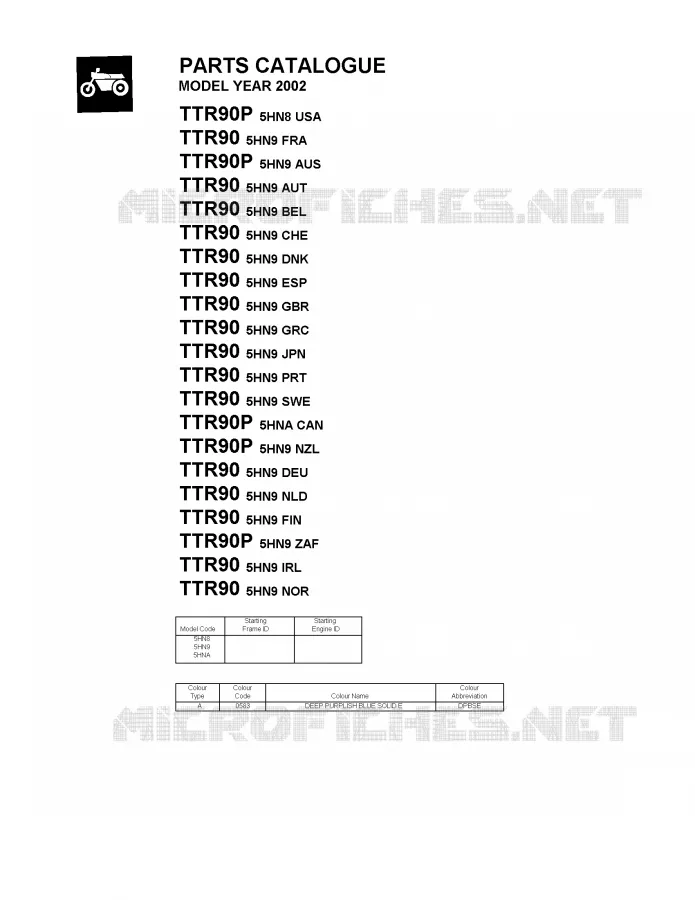 * CATALOG PREFACE * Yamaha MOTO 90 2002 TTR  TTR90P