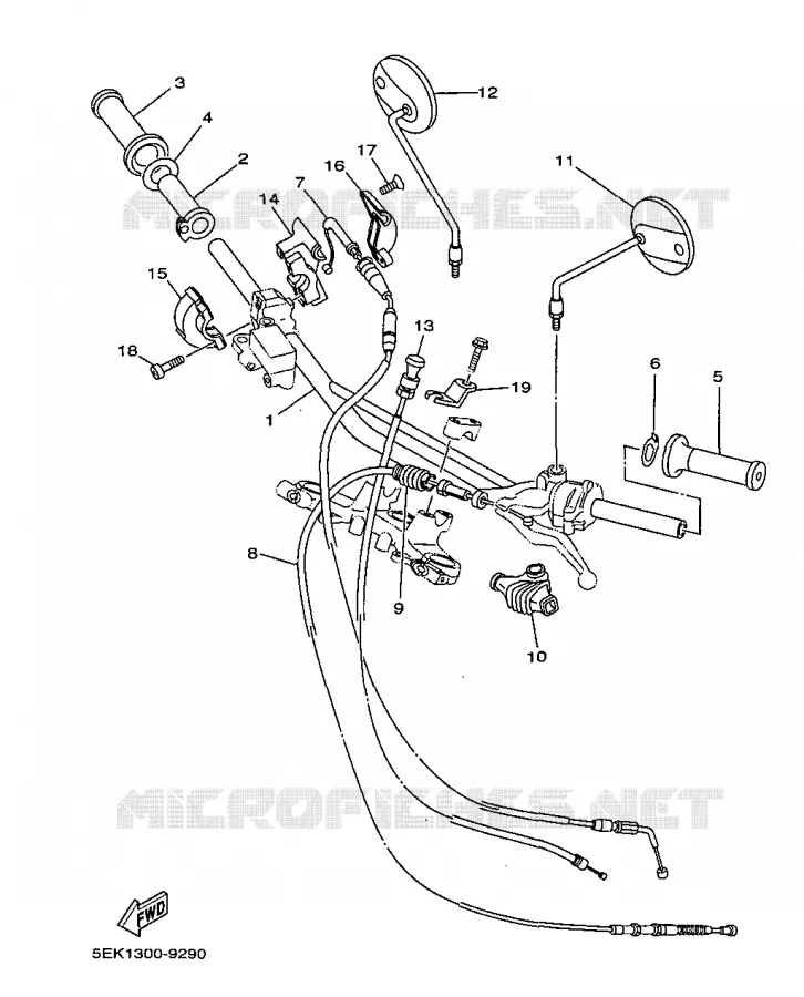 GUIDON ET CABLES Yamaha MOTO 125 1999 TW  TW125