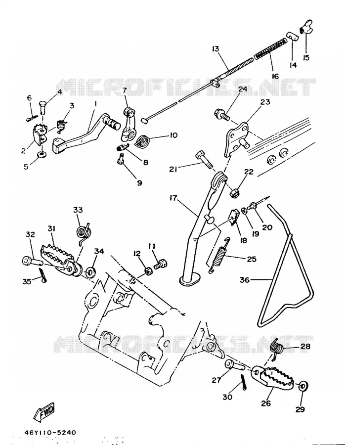 SUPPORT / REPOSE PIEDS Yamaha MOTO 250 1986 TY  TY250R
