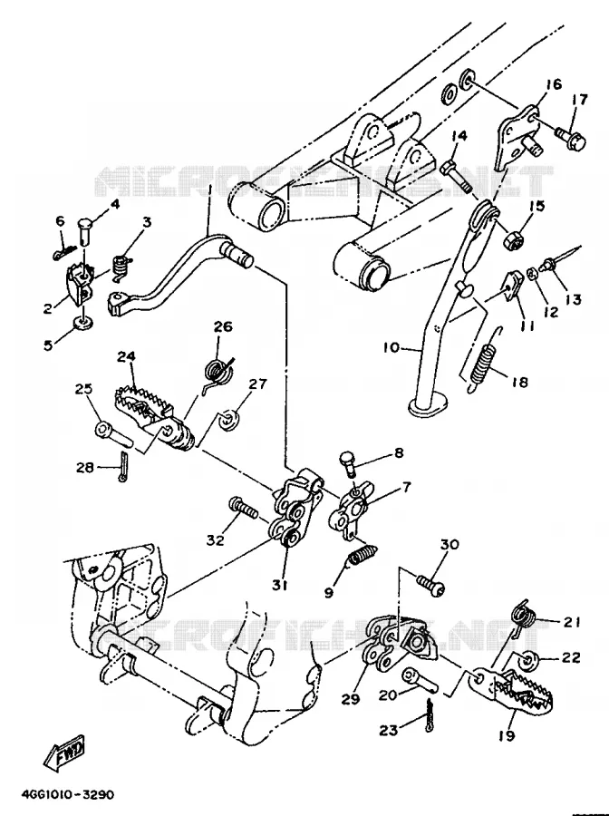 SUPPORT / REPOSE PIEDS Yamaha MOTO 250 1994 TY  TY250Z