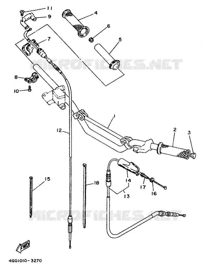 GUIDON ET CABLES Yamaha MOTO 250 1996 TY  TY250Z