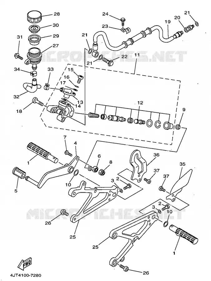 SUPPORT / REPOSE PIEDS Yamaha MOTO 125 1997 TZ  TZ125