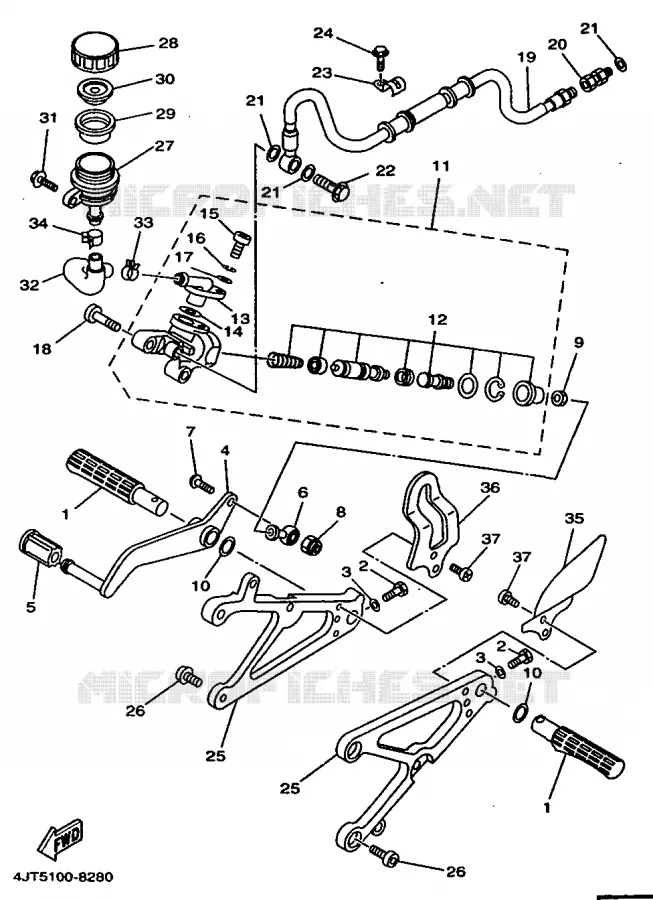 SUPPORT / REPOSE PIEDS Yamaha MOTO 125 1998 TZ  TZ125