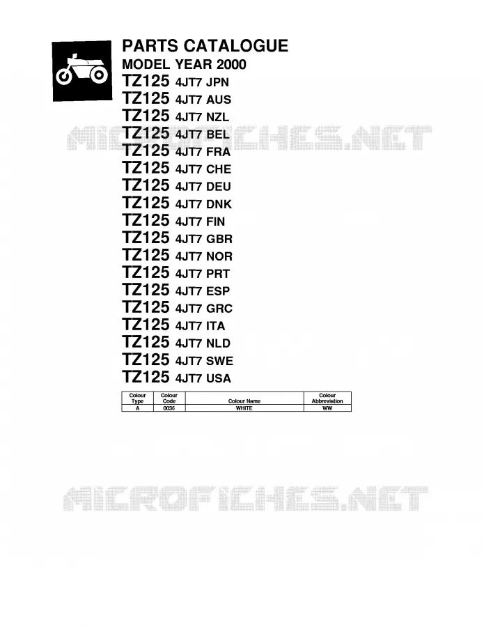 * CATALOG PREFACE * Yamaha MOTO 125 2000 TZ  TZ125