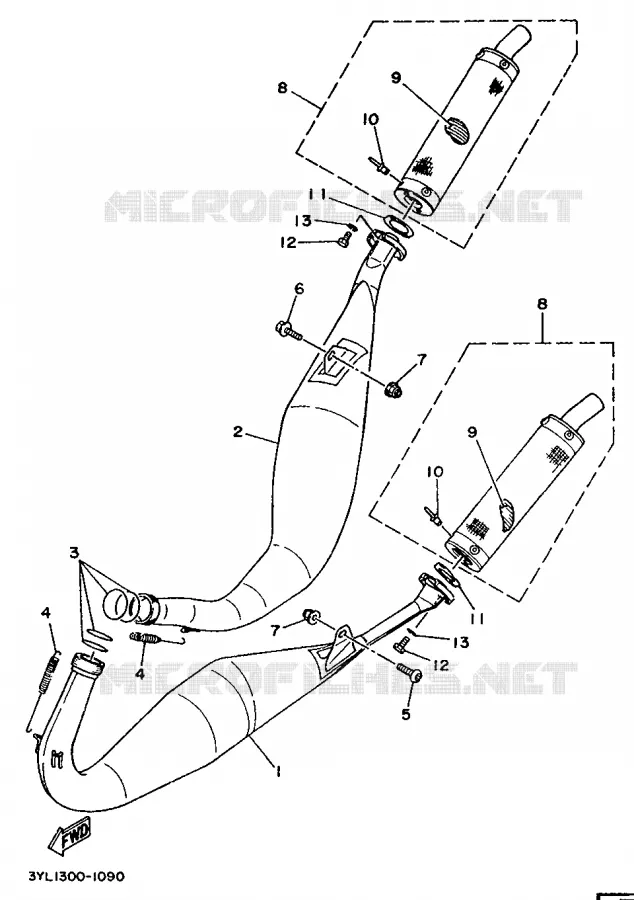 ECHAPPEMENT Yamaha MOTO 250 1991 TZ  TZ250