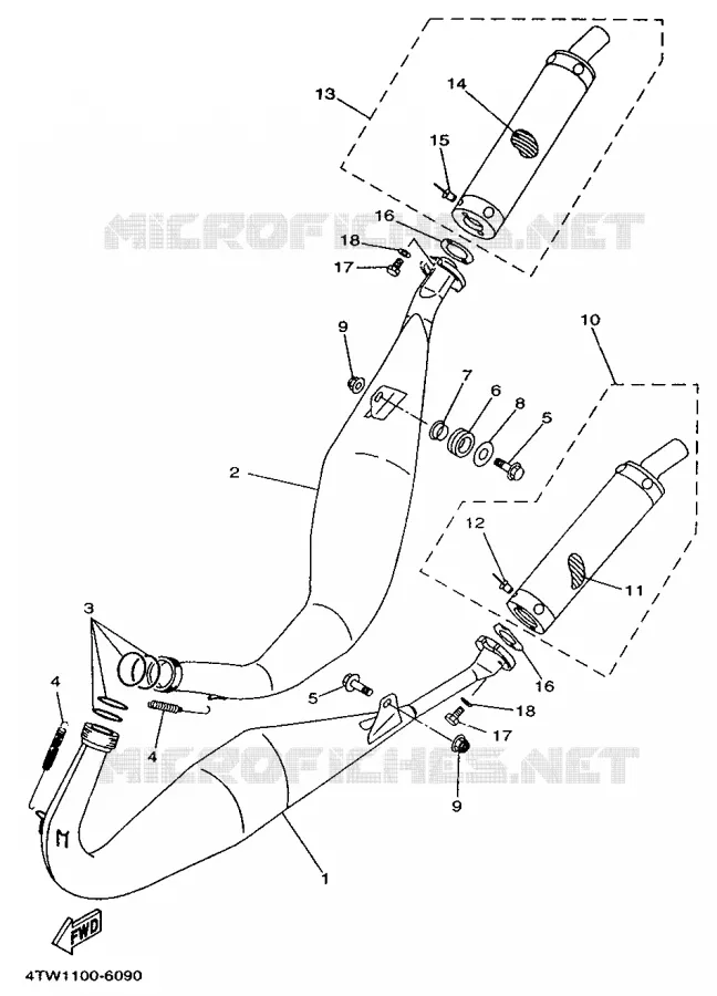ECHAPPEMENT Yamaha MOTO 250 1996 TZ  TZ250