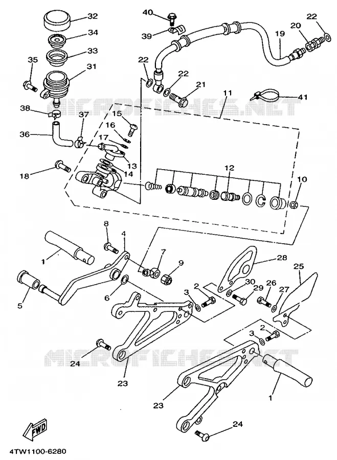 SUPPORT / REPOSE PIEDS Yamaha MOTO 250 1996 TZ  TZ250