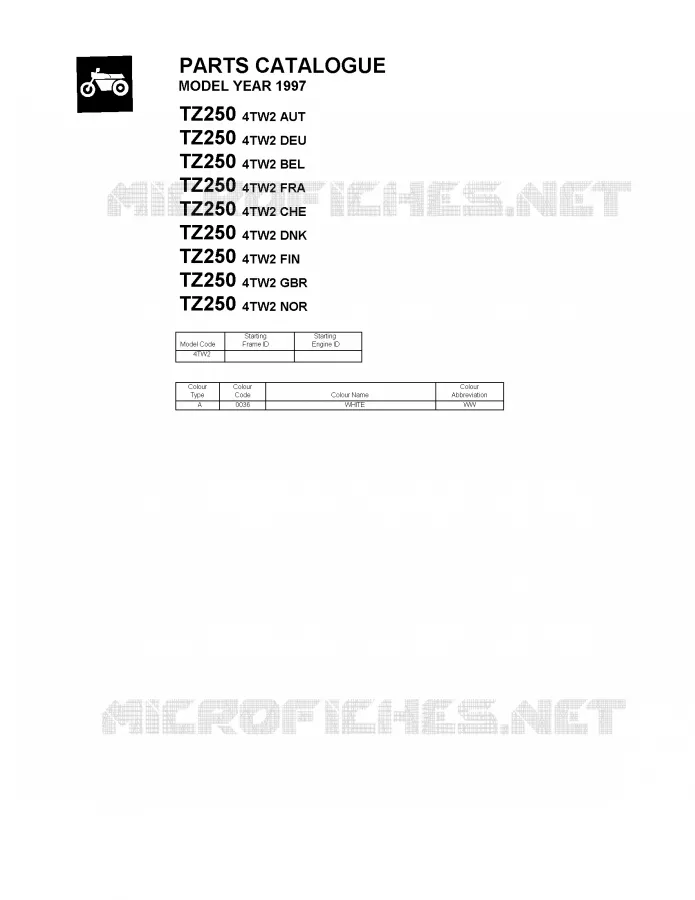 * CATALOG PREFACE * Yamaha MOTO 250 1997 TZ  TZ250