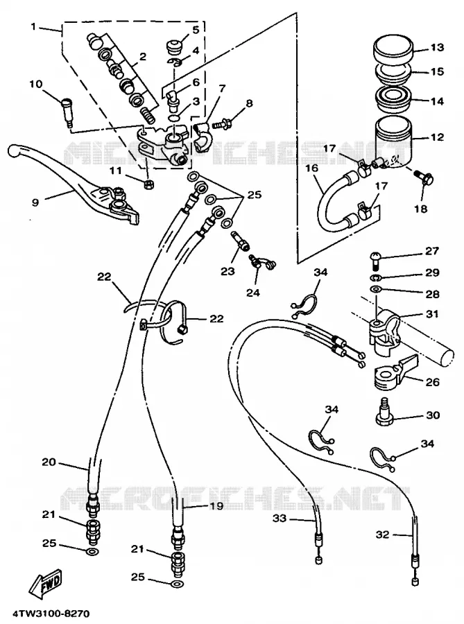 MAITRE CYLINDRE AVANT Yamaha MOTO 250 1998 TZ  TZ250