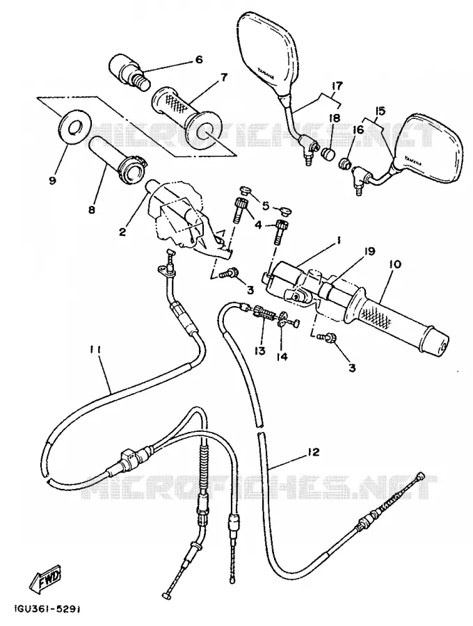 GUIDON ET CABLES Yamaha MOTO 125 1990 TZR  TZR125