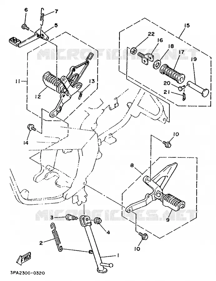 SUPPORT / REPOSE PIEDS Yamaha MOTO 125 1992 TZR  TZR125