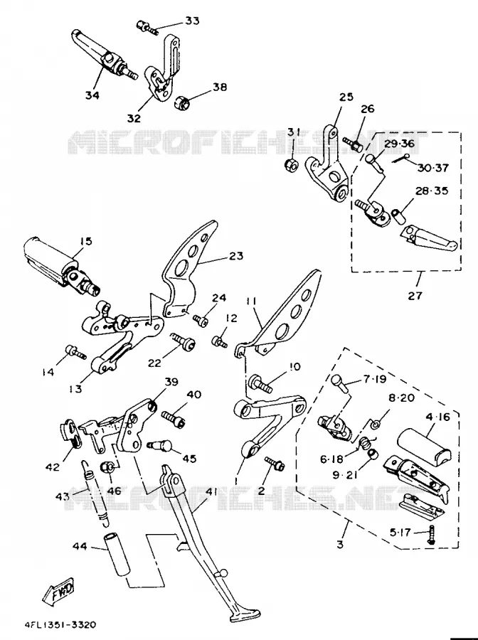 SUPPORT / REPOSE PIEDS Yamaha MOTO 125 1993 TZR  TZR125