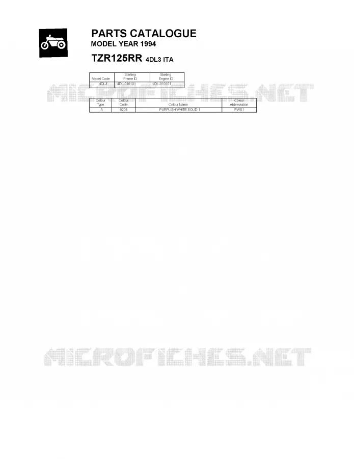 * CATALOG PREFACE * Yamaha MOTO 125 1994 TZR  TZR125RR