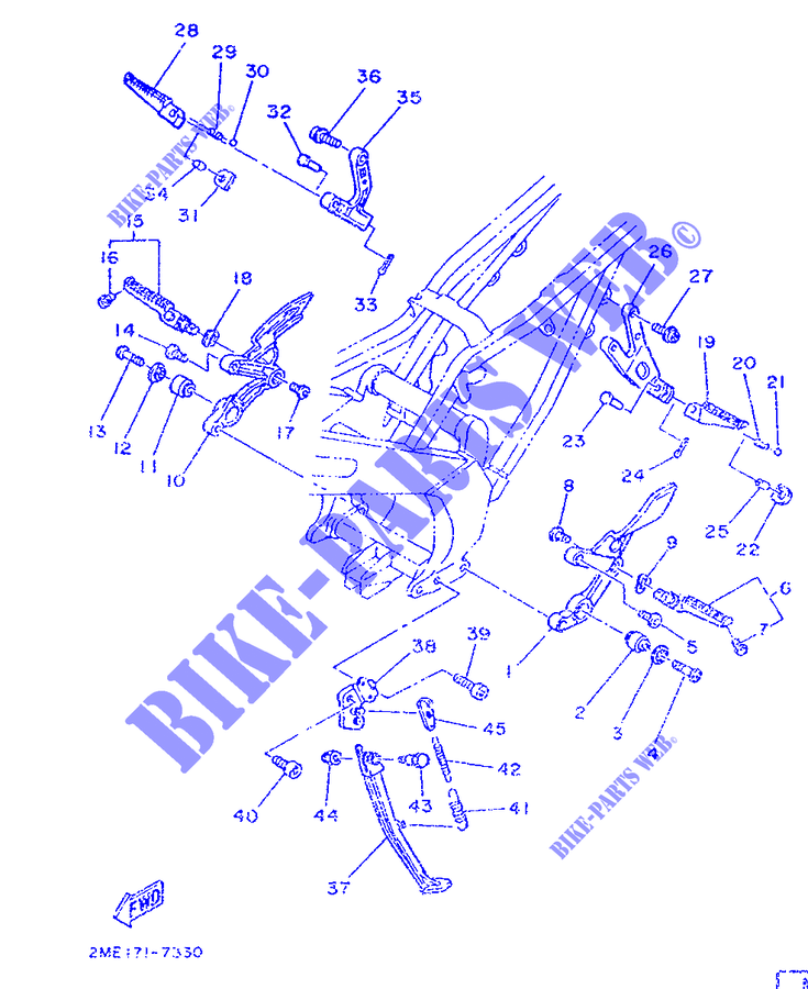 SUPPORT / REPOSE PIEDS pour Yamaha TZR250 de 1989