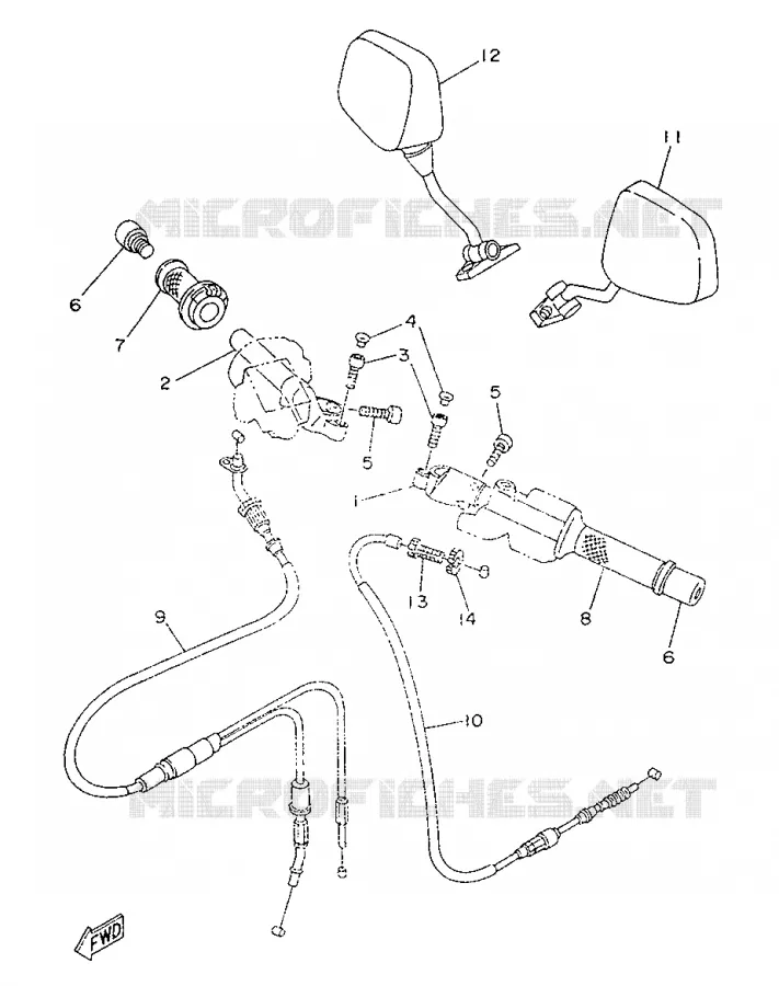 GUIDON ET CABLES Yamaha MOTO 50 1996 TZR  TZR50