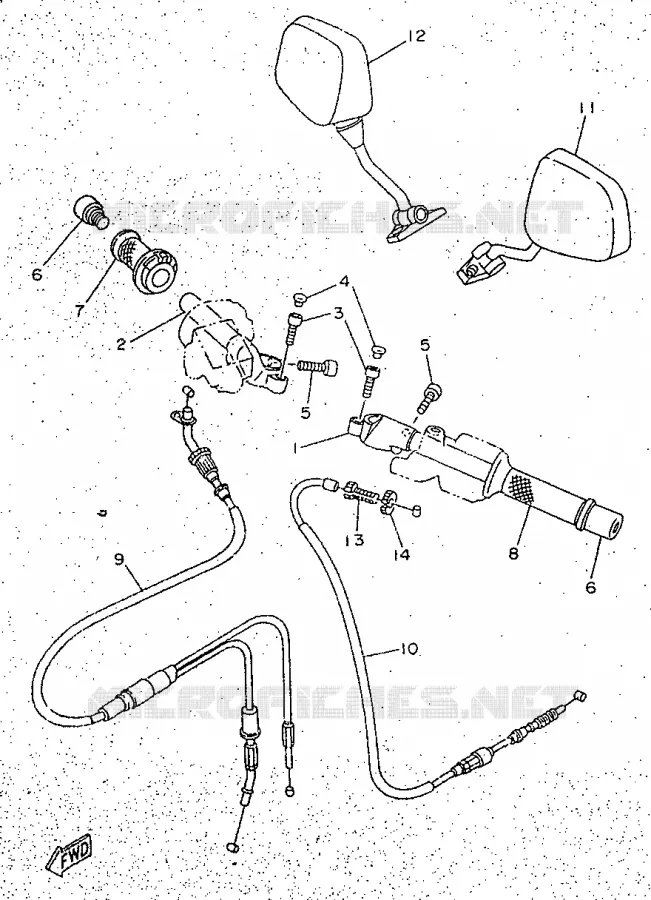 GUIDON ET CABLES Yamaha MOTO 50 1997 TZR  TZR50