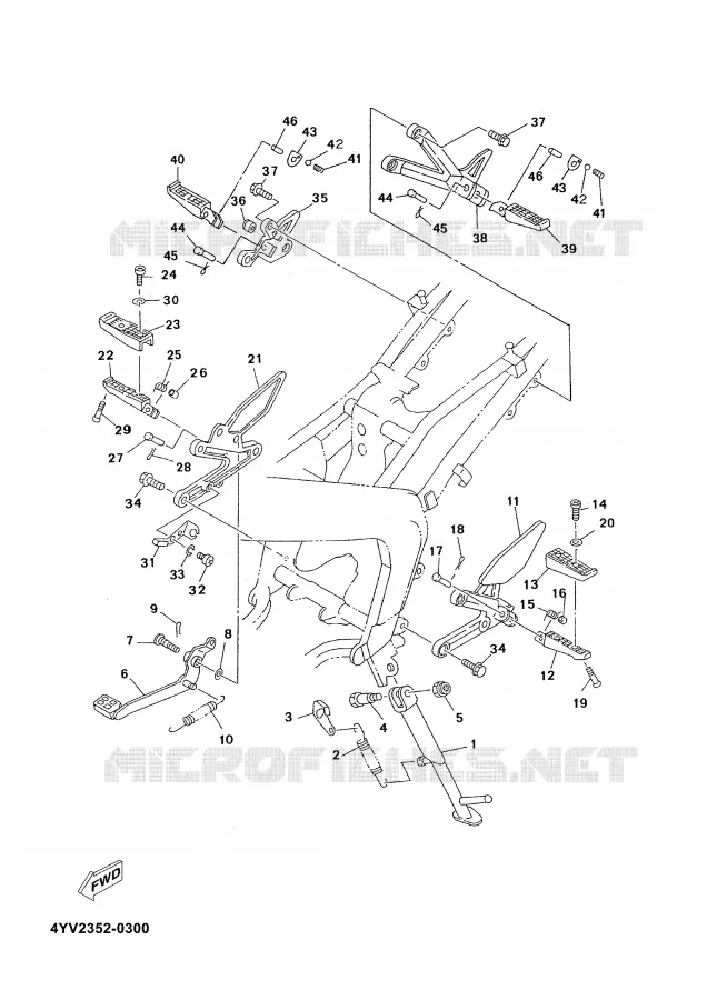 SUPPORT / REPOSE PIEDS Yamaha MOTO 50 2002 TZR  TZR50