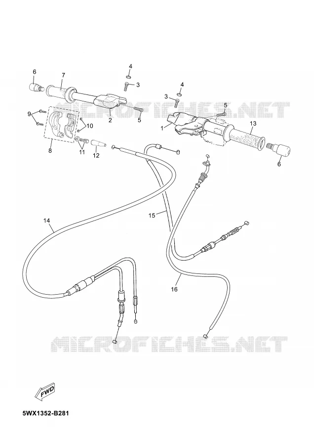 GUIDON ET CABLES Yamaha MOTO 50 2007 TZR  TZR50