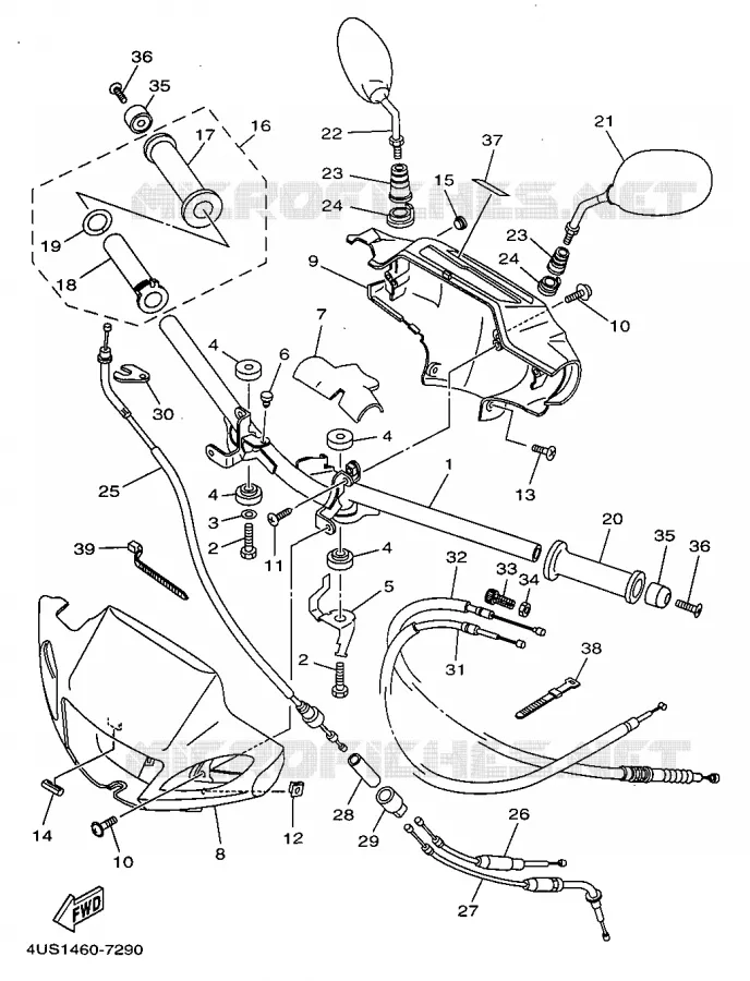 GUIDON ET CABLES Yamaha SCOOTER 110 1997 F1  V110ZE
