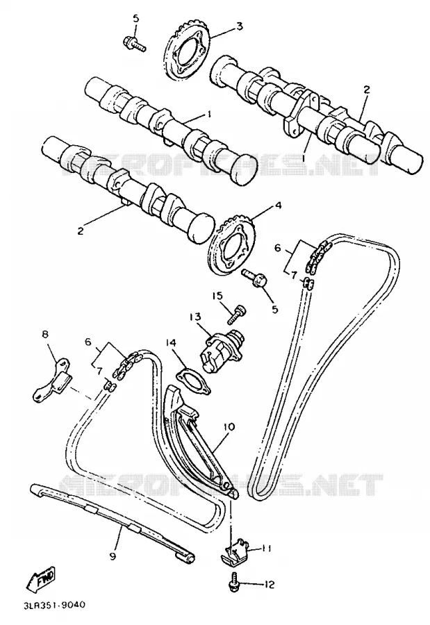 ARBRE A CAMES / CHAINE DE DISTRIBUTION Yamaha MOTO 1200 1993 VMAX  V-MAX12