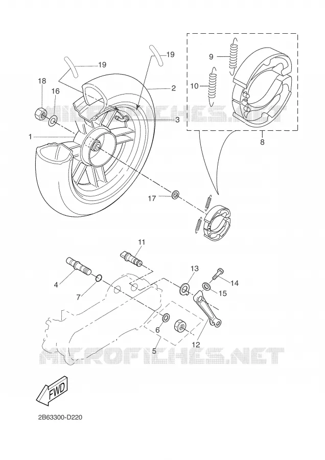 ROUE ARRIERE Yamaha SCOOTER 50 2008 BW'S  CW50L