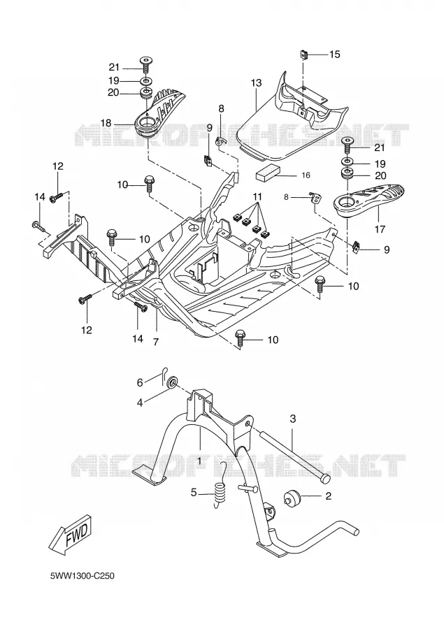 SUPPORT / REPOSE PIEDS Yamaha SCOOTER 50 2008 BW'S  CW50L
