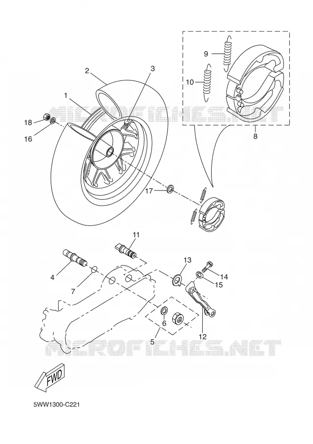 ROUE ARRIERE Yamaha SCOOTER 50 2007 BW'S  CW50N