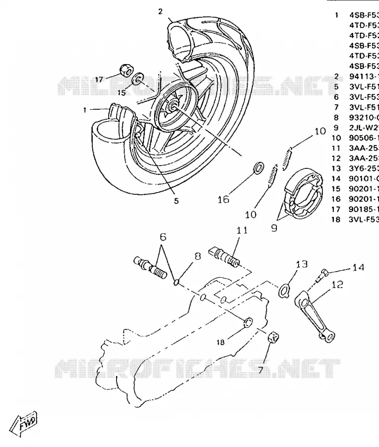 ROUE ARRIERE Yamaha SCOOTER 50 1995 BOOSTER  CW50RS